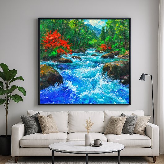 Fluss Durch Den Wald - Impressionistischer Kunstst Poster