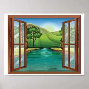 Fluss durch ein offenes Fenster-Plakat Poster