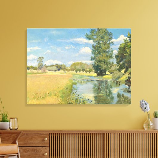 Fluss durch eine ernste Landschaft, Sommer Leinwanddruck (Insitu (Wohnzimmer))