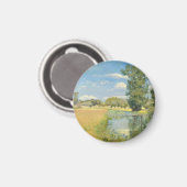 Fluss durch eine ernste Landschaft, Sommer Magnet (Vorderseite/Rückseite)