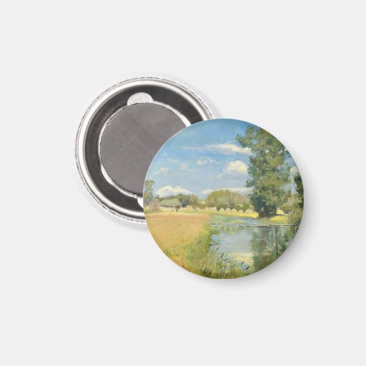 Fluss durch eine ernste Landschaft, Sommer Magnet (Vorderseite/Rückseite)