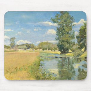 Fluss durch eine ernste Landschaft, Sommer Mousepad