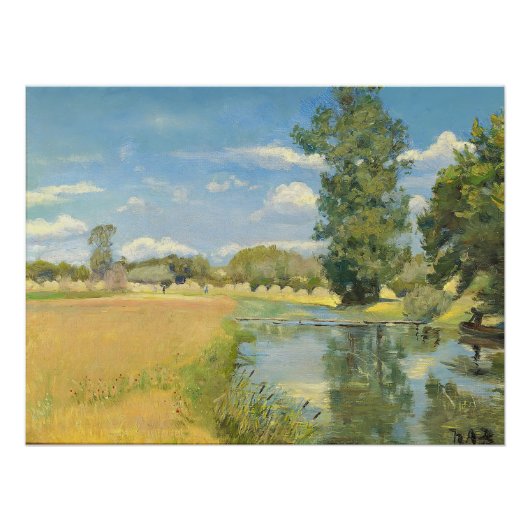 Fluss durch eine ernste Landschaft, Sommer Poster (Vorderseite)