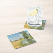 Fluss durch eine ernste Landschaft, Sommer Rechteckiger Pappuntersetzer (Vor Ort)