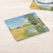 Fluss durch eine ernste Landschaft, Sommer Rechteckiger Pappuntersetzer (angewinkelt)