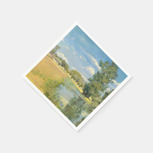 Fluss durch eine ernste Landschaft, Sommer Serviette (Ecke)