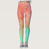 Fluss Feuer Orange Alkohol Tinte Abstrakt Leggings (Vorderseite)