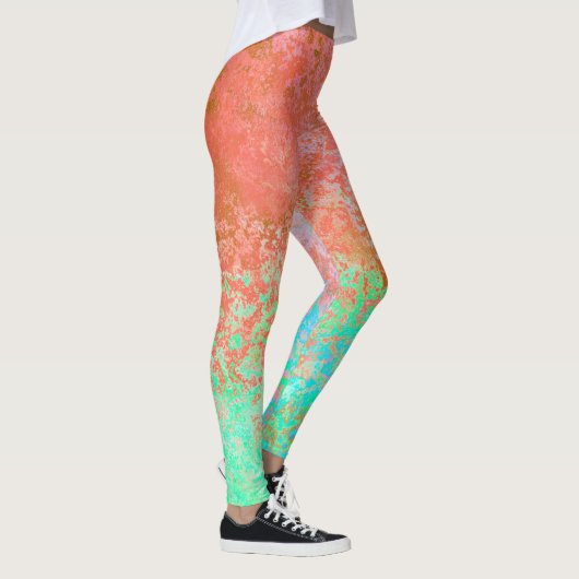 Fluss Feuer Orange Alkohol Tinte Abstrakt Leggings (Rechts)
