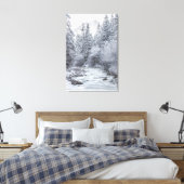 Fluss fließt durch den schneebedeckten Winterwald  Leinwanddruck (Insitu (Schlafzimmer))