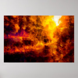 Fluss fließt durch die Farben der Herbstlandschaft Poster