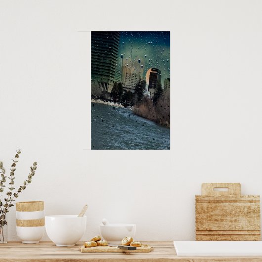 Fluss fließt durch die Stadt Poster (Küche)