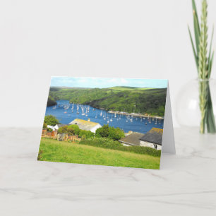 Fluss Fowey und Boote, Cornwall Feiertagskarte