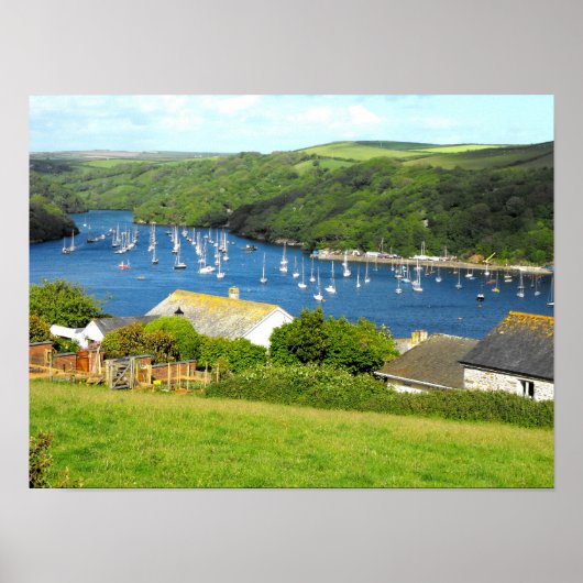 Fluss Fowey und Boote, Cornwall Poster (Vorne)