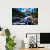 Fluss - Grünwald - Felsen - Zitat Mix Poster (Heimbüro)