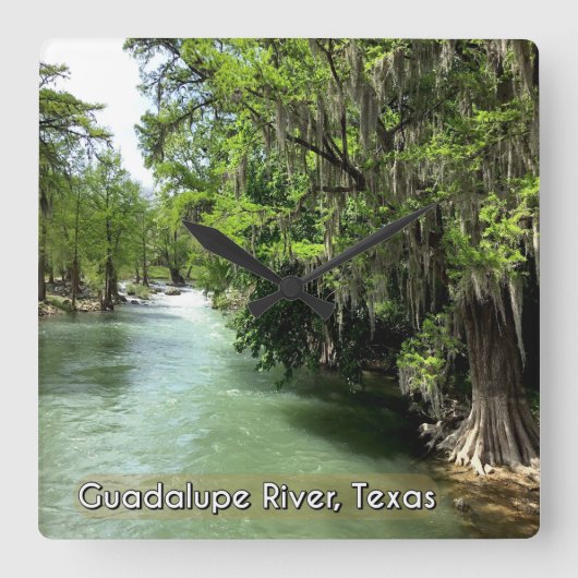 Fluss Guadalupe in Gruene, Texas  Quadratische Wanduhr (Vorderseite)