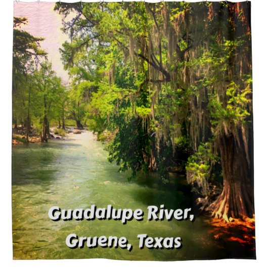 Fluss Guadalupe in Gruene, Texas Watercolor Duschvorhang (Vorderseite)