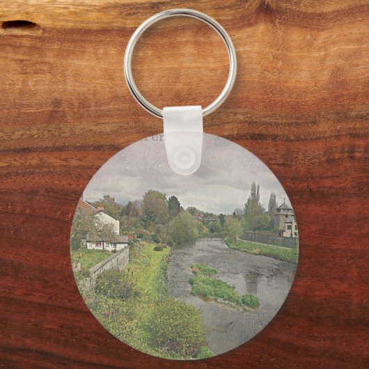Fluss Hafren in Newtown, Powys Schlüsselanhänger (Vorderseite)