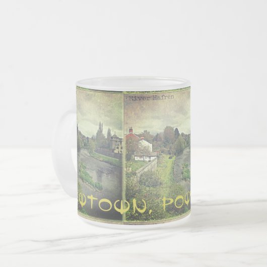 Fluss Hafren in Newtown, Powys, Wales Mattglastasse (Vorderseite Links)