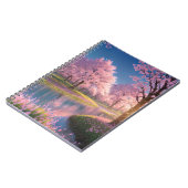 Fluss im Sakura-bewunderten Park Notizblock (Linke Seite)