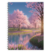 Fluss im Sakura-bewunderten Park Notizblock (Vorderseite)