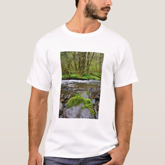 Fluss in grünem Wald, Oregon T-Shirt (Vorderseite)