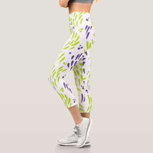 Fluss in kalkgrün und Lila Capri Leggings