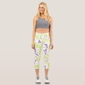 Fluss in kalkgrün und Lila Capri Leggings (Vorderseite)
