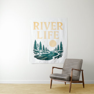 Fluss is Life Tapestry - Natur Inspiriert Wandteppich