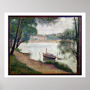Fluss-Landschaft mit einem Boot Poster