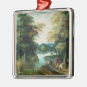 Fluss-Landschaft Silbernes Ornament (Links)