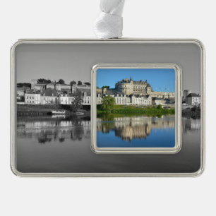 Fluss Loire bei Amboise in France Postcard Square Rahmen-Ornament Silber