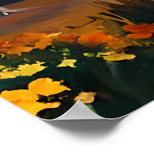 Fluss Malerei felsigen Kiefernwald Herbstnachmitta Poster (Ecke)