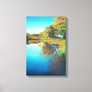 Fluss Michigan Fall Painting Leinwanddruck