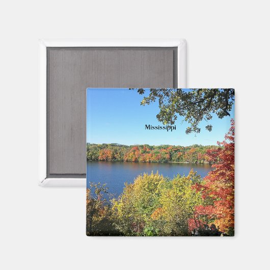 Fluss Mississippi, Herbst, Magnet (Vorderseite/Rückseite)