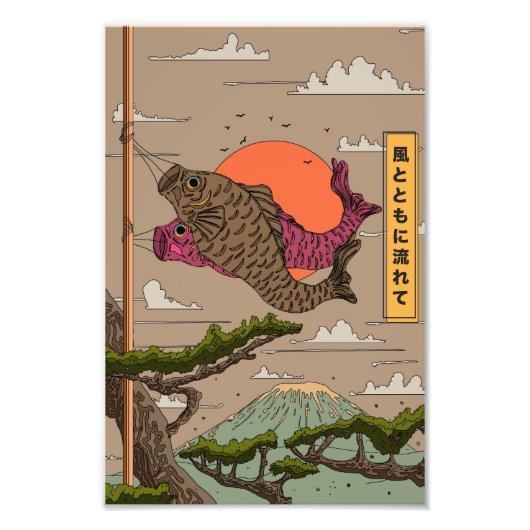 Fluss mit dem Wind Koinobori Fotodruck (Vorne)