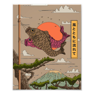 Fluss mit dem Wind Koinobori Fotodruck