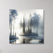 Fluss mit Mattierten Bäumen gefroren Leinwanddruck (Vorderseite)