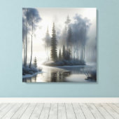 Fluss mit Mattierten Bäumen gefroren Leinwanddruck (Insitu (Holzboden))