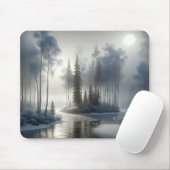 Fluss mit Mattierten Bäumen gefroren Mousepad (Mit Mouse)