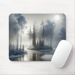 Fluss mit Mattierten Bäumen gefroren Mousepad