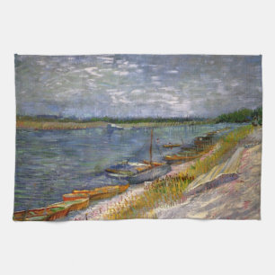 Fluss mit Rudelbooten von Vincent van Gogh Geschirrtuch
