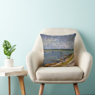 Fluss mit Rudelbooten von Vincent van Gogh Kissen