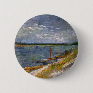 Fluss mit Ruderbooten von Vincent van Gogh Button