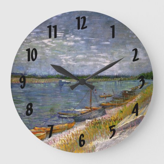 Fluss mit Ruderbooten von Vincent van Gogh Große Wanduhr (Vorderseite)