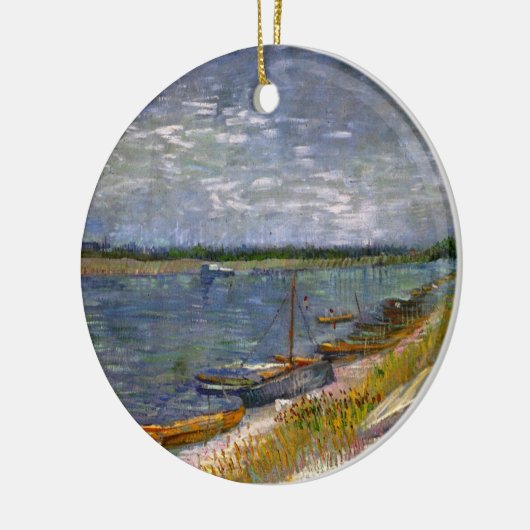 Fluss mit Ruderbooten von Vincent van Gogh Keramik Ornament (Links)