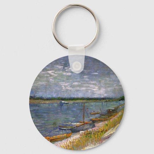 Fluss mit Ruderbooten von Vincent van Gogh Schlüsselanhänger (Rückseite)