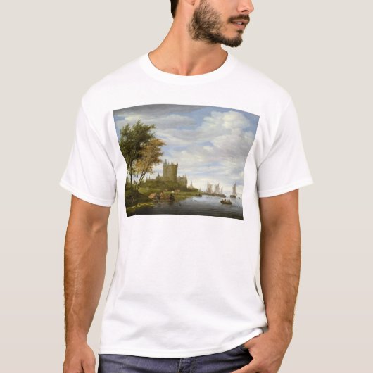 Fluss-Mündung mit einem Schloss T-Shirt (Vorderseite)
