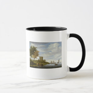 Fluss-Mündung mit einem Schloss Tasse