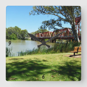 Fluss Murray, Australien, Brücke, Wall Clock Quadratische Wanduhr