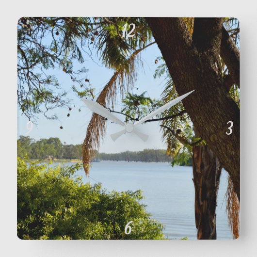 Fluss Murray, Australien, The View, Wall Clock Quadratische Wanduhr (Vorderseite)